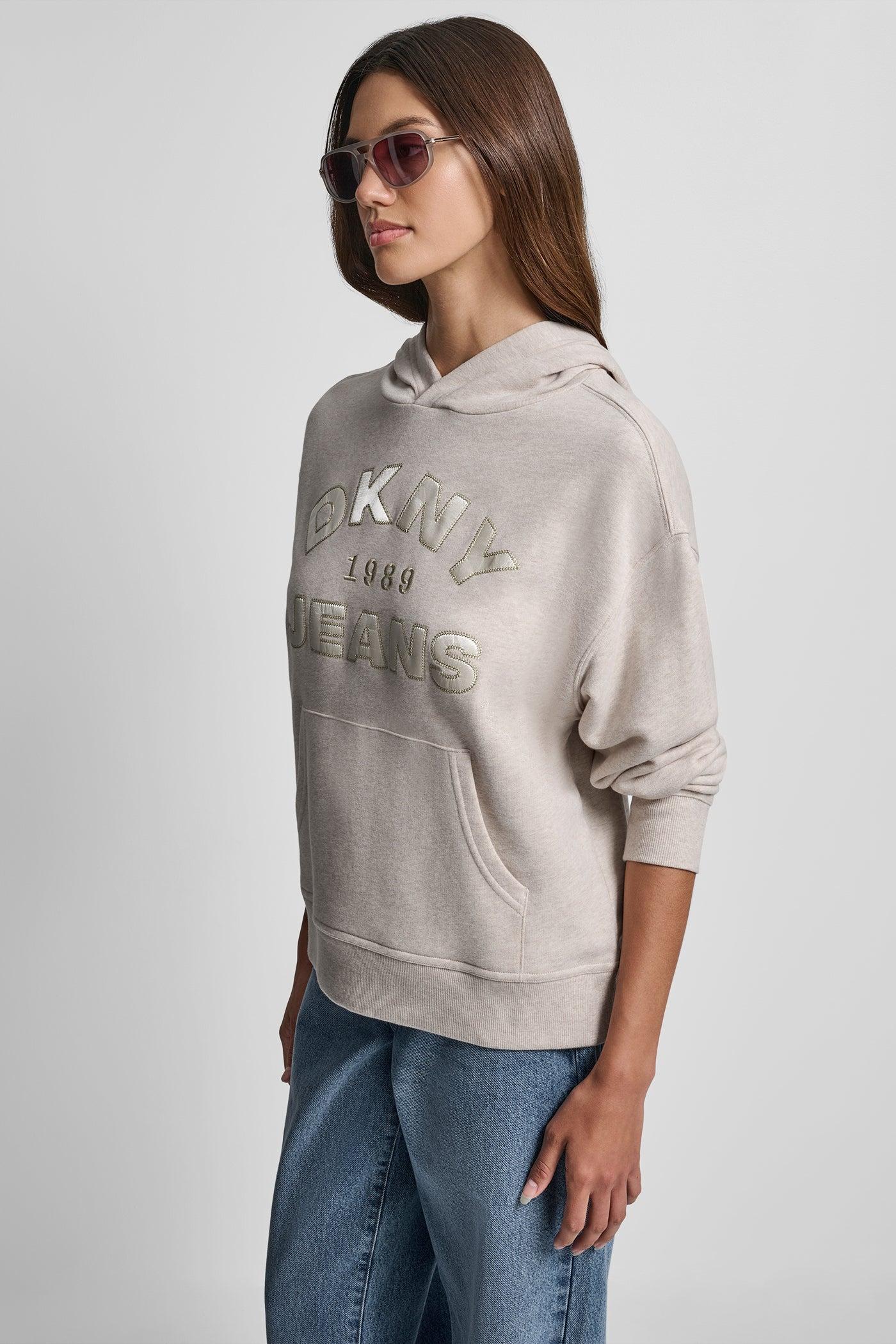 DKNY JEANS SATIN APPLIQUE CHAINSTITCH LOGO SWEATSHIRT Product Image