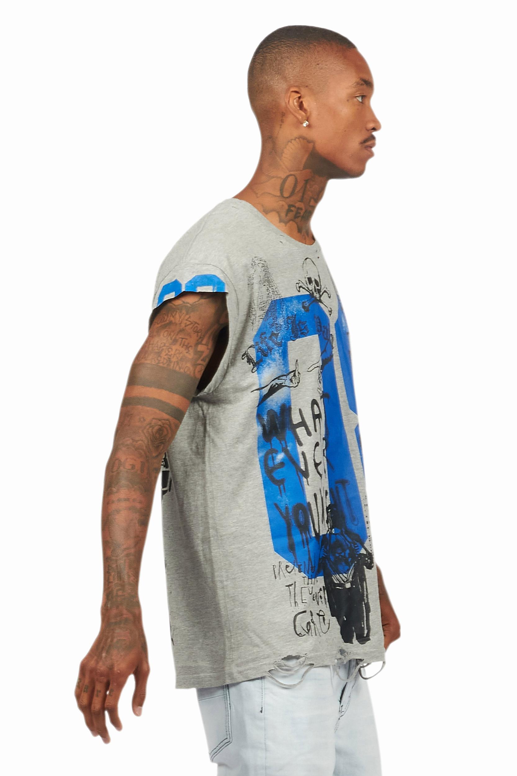 Grill Heather Grey Graphic Muscle T-Shirt Male Product Image