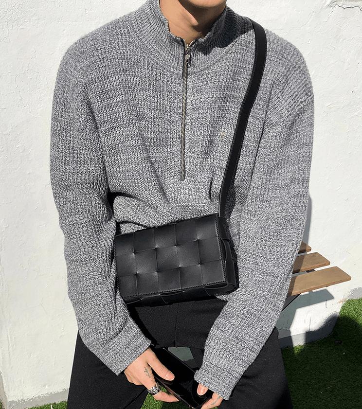 RT No. 3282 KNITTED HALF ZIP-UP TURTLENECK SWEATER Product Image