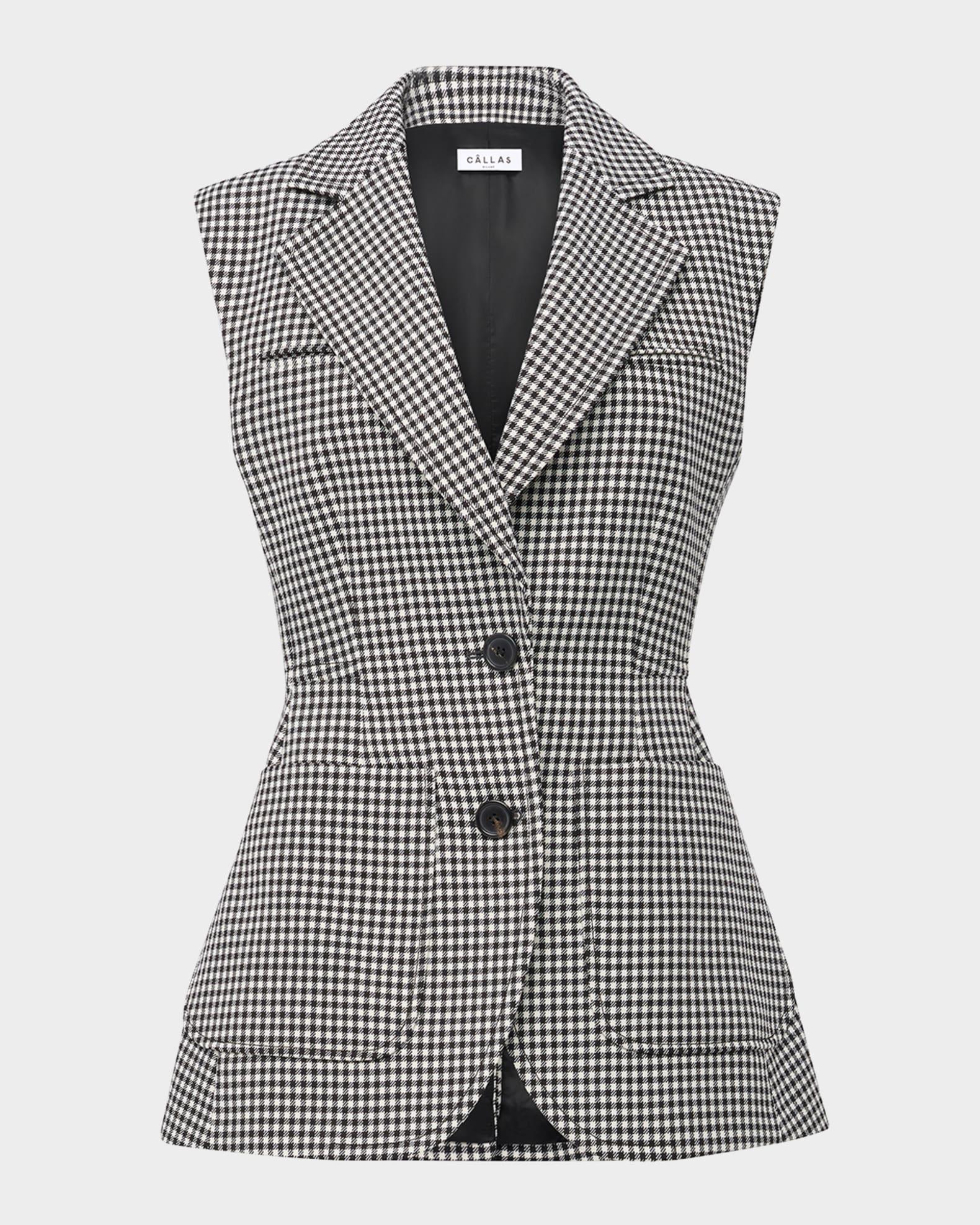 Thandie Check-Print Virgin Wool Vest Product Image