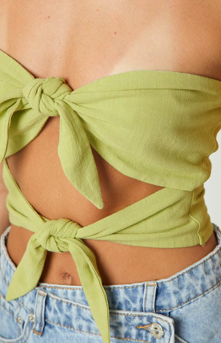 Lavinia Green Double Tie Crop Top Product Image