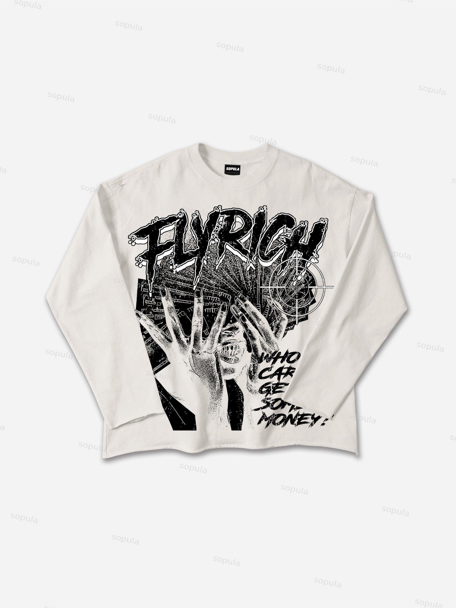 Sopula Unisex Mouth & Letter Print T-Shirt Product Image