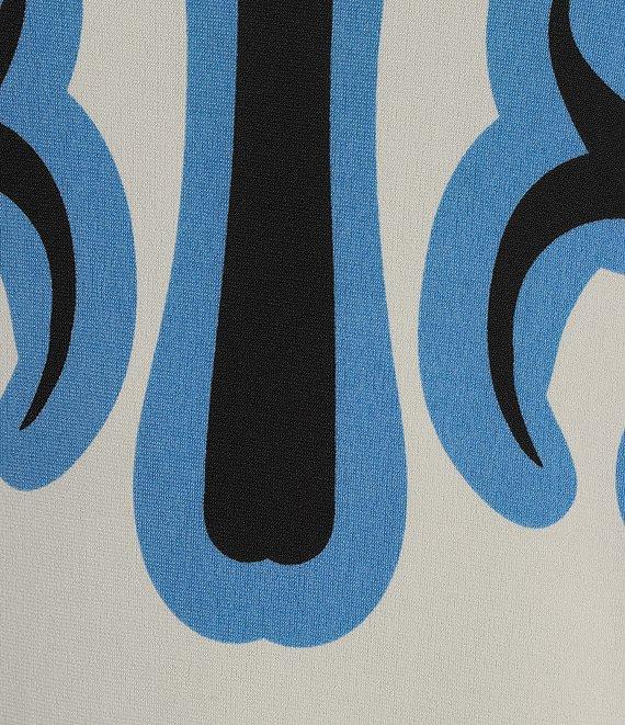 Eva Varro Baroque Print Knit Jersey Boat Neck 3/4 Tie Sleeve Tunic Product Image