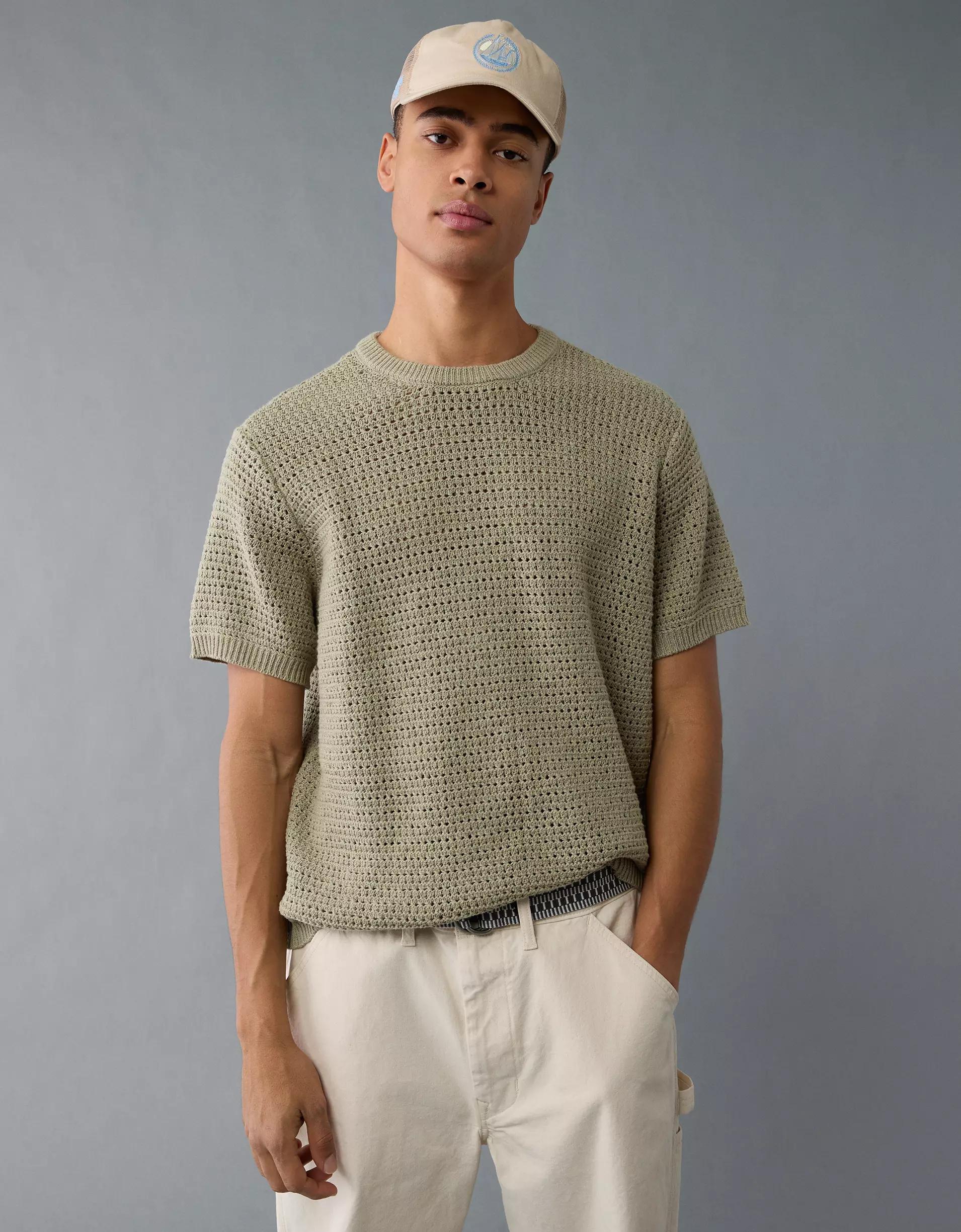 AE Open Knit Sweater T-Shirt Product Image