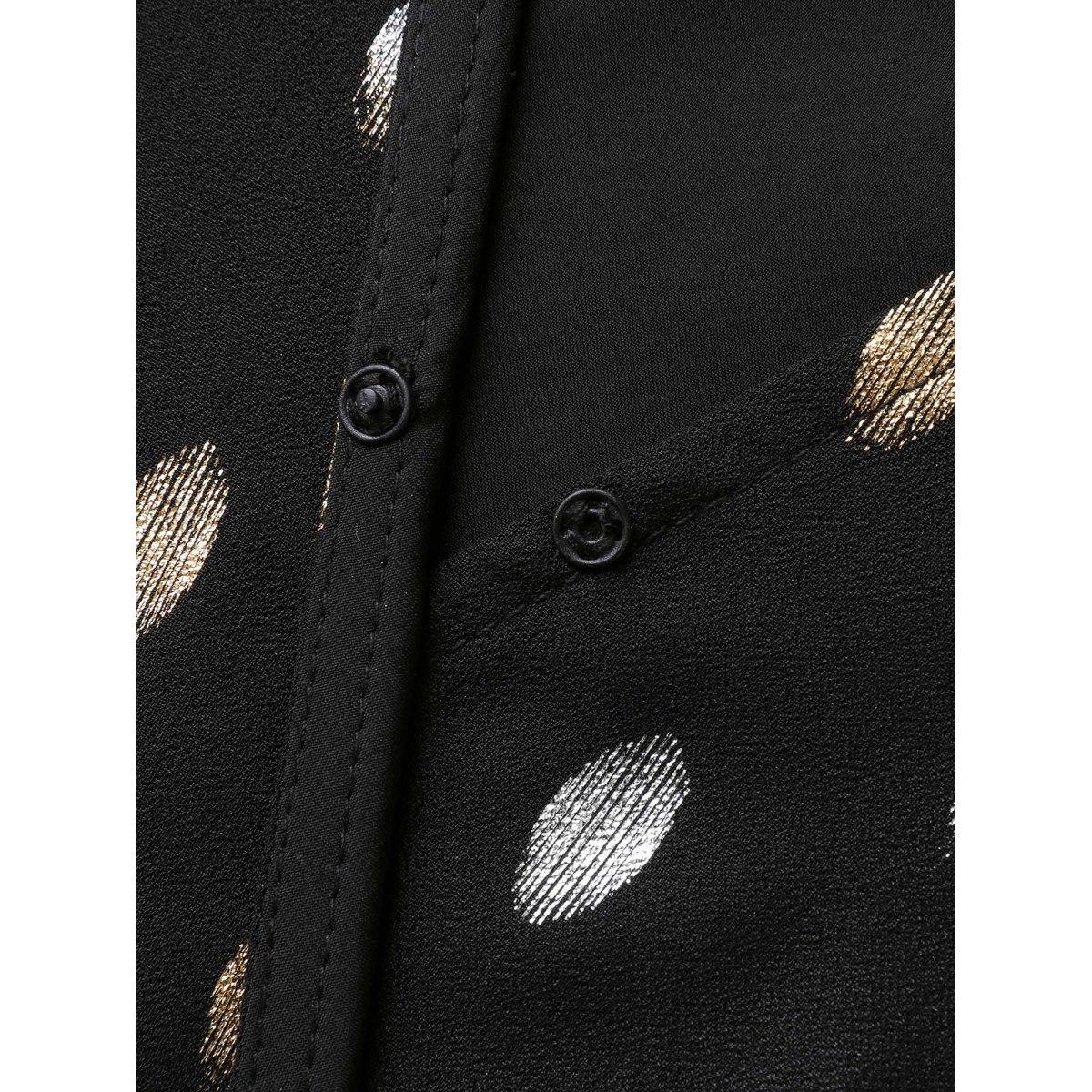 Plus Size Sheer Polka Dots Wrap Midi Dress Black Women Overlap Collar Short sleeve Curvy BloomChic 28/5X Product Image