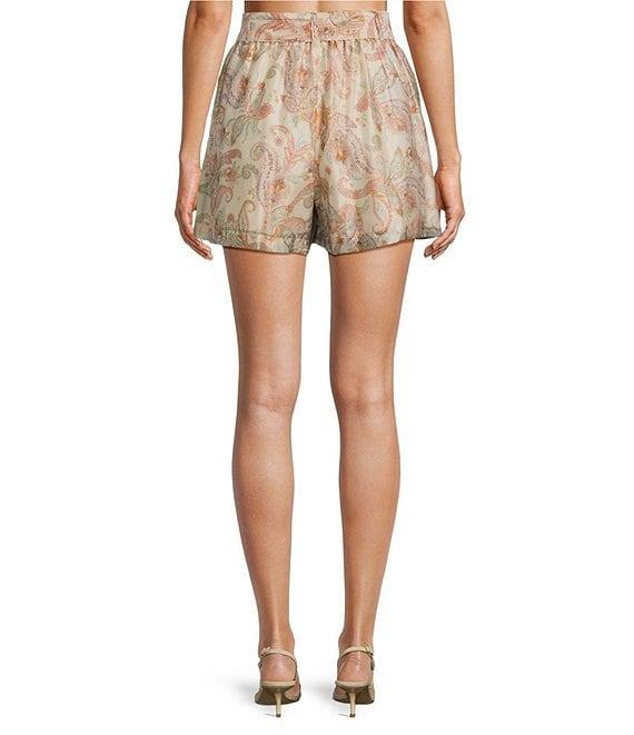 Skies Are Blue Paisley Print High Waited Belted Coordinating Shorts Product Image