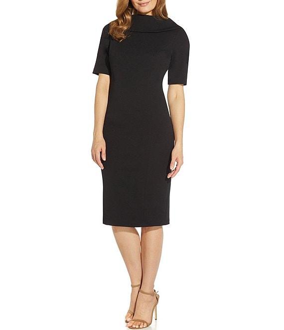Adrianna Papell V-Back Foldover Collar Short Sleeve Sheath Dress Product Image