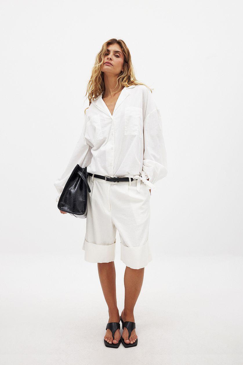 Cotton Front Pocket Tie Sleeve Shirt Product Image