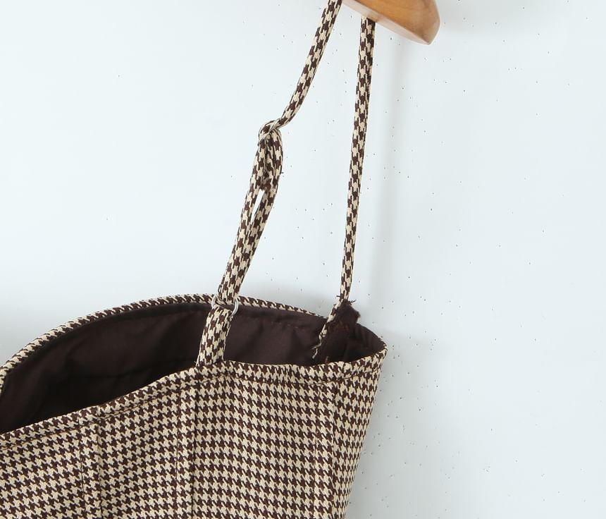 Houndstooth Asymmetrical Button Bustier Top Product Image