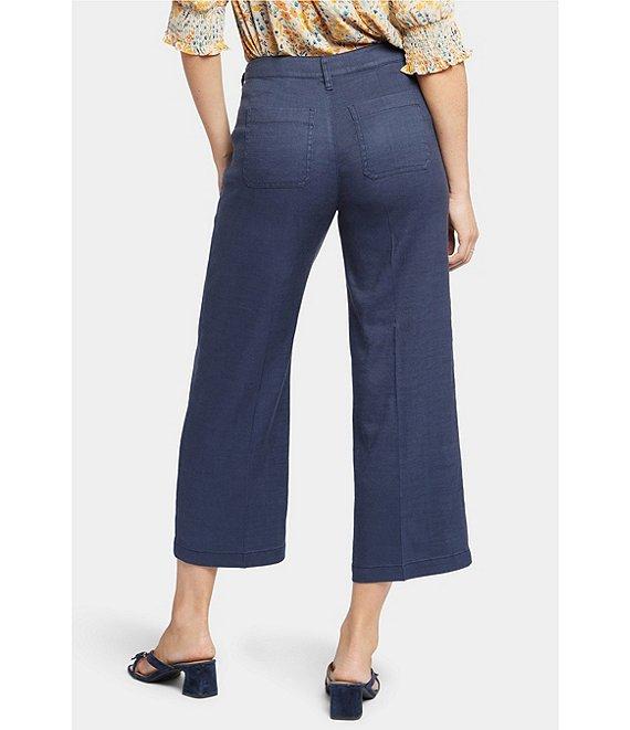 NYDJ Stretch Linen Blend High Rise Wide Leg Cargo Capri Pants Product Image