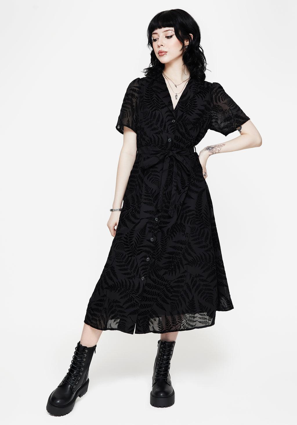 Lunafern Fern Printed Belted Midi Shirt Dress Product Image