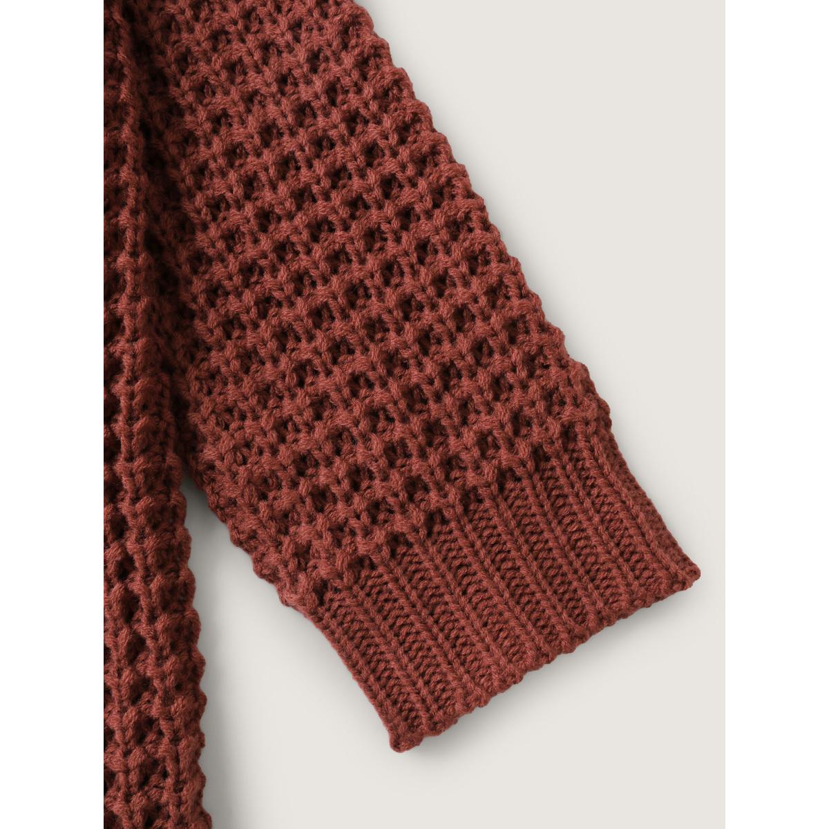 Plus Size Vintage Textured Pockets Knit Cardigan Rust Women Leisure Loose Long Sleeve Casual Cardigans BloomChic 12/L Product Image