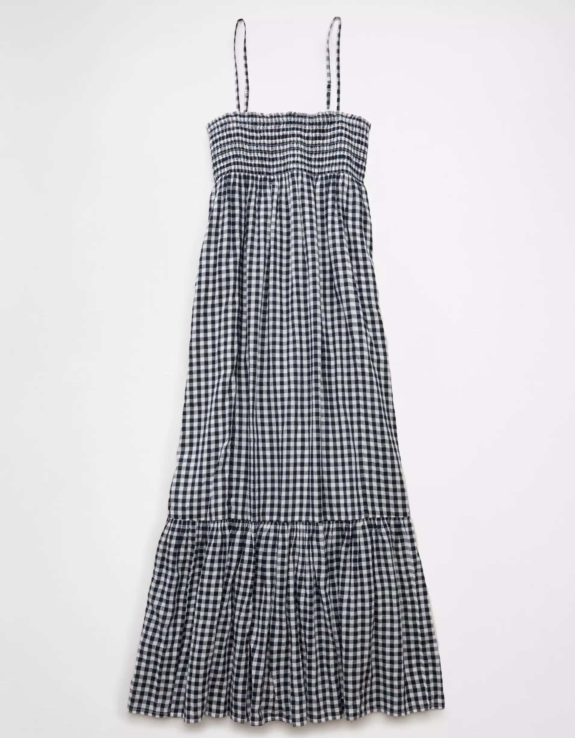 AE Gingham Babydoll Maxi Dress Product Image