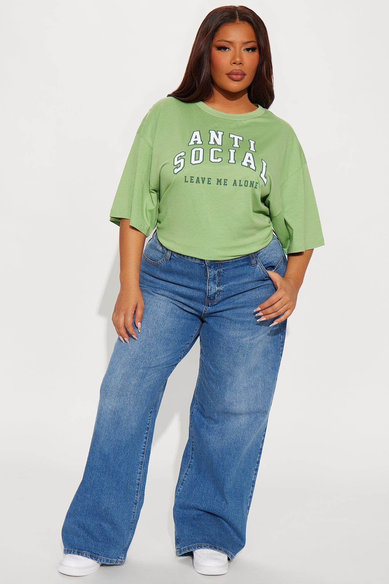 Anti-Social Oversized Tee - Sage Product Image