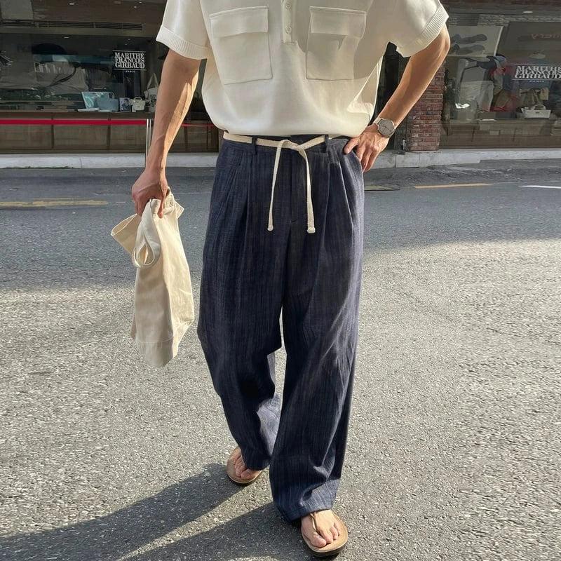 RT No. 19043 PLEATED WIDE STRAIGHT PANTS Product Image