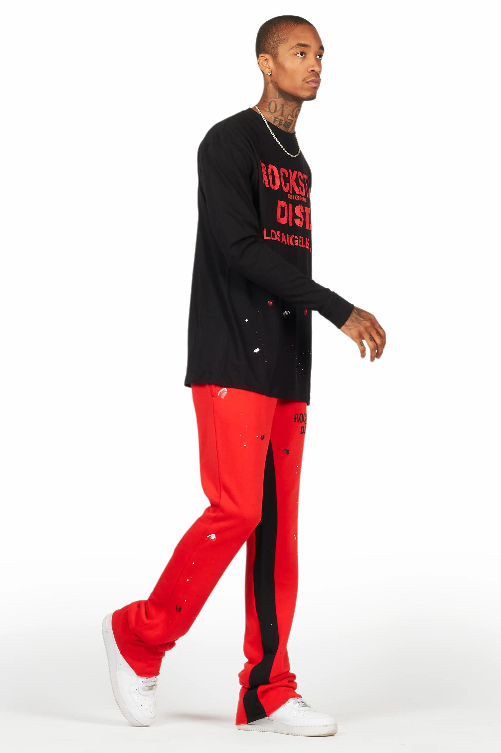 Scottie Red/Black Long Sleeve T-Shirt/Baggy Pant Set Male Product Image