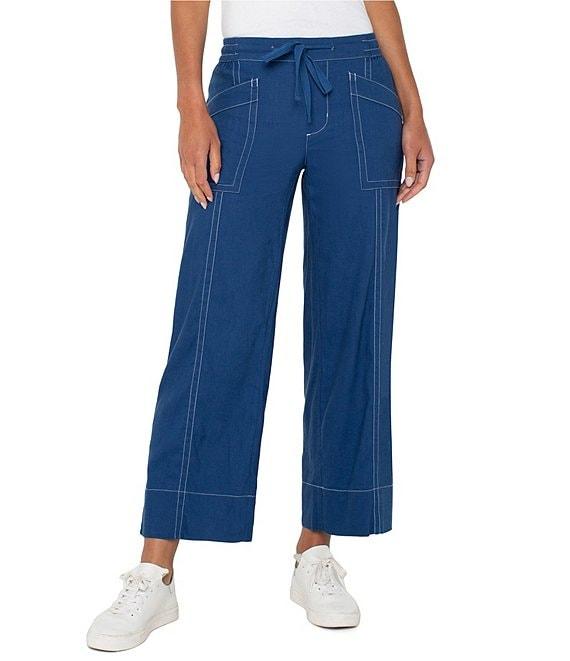 Liverpool Los Angeles Stretch Linen Blend Mid Rise Wide Leg Pants Product Image