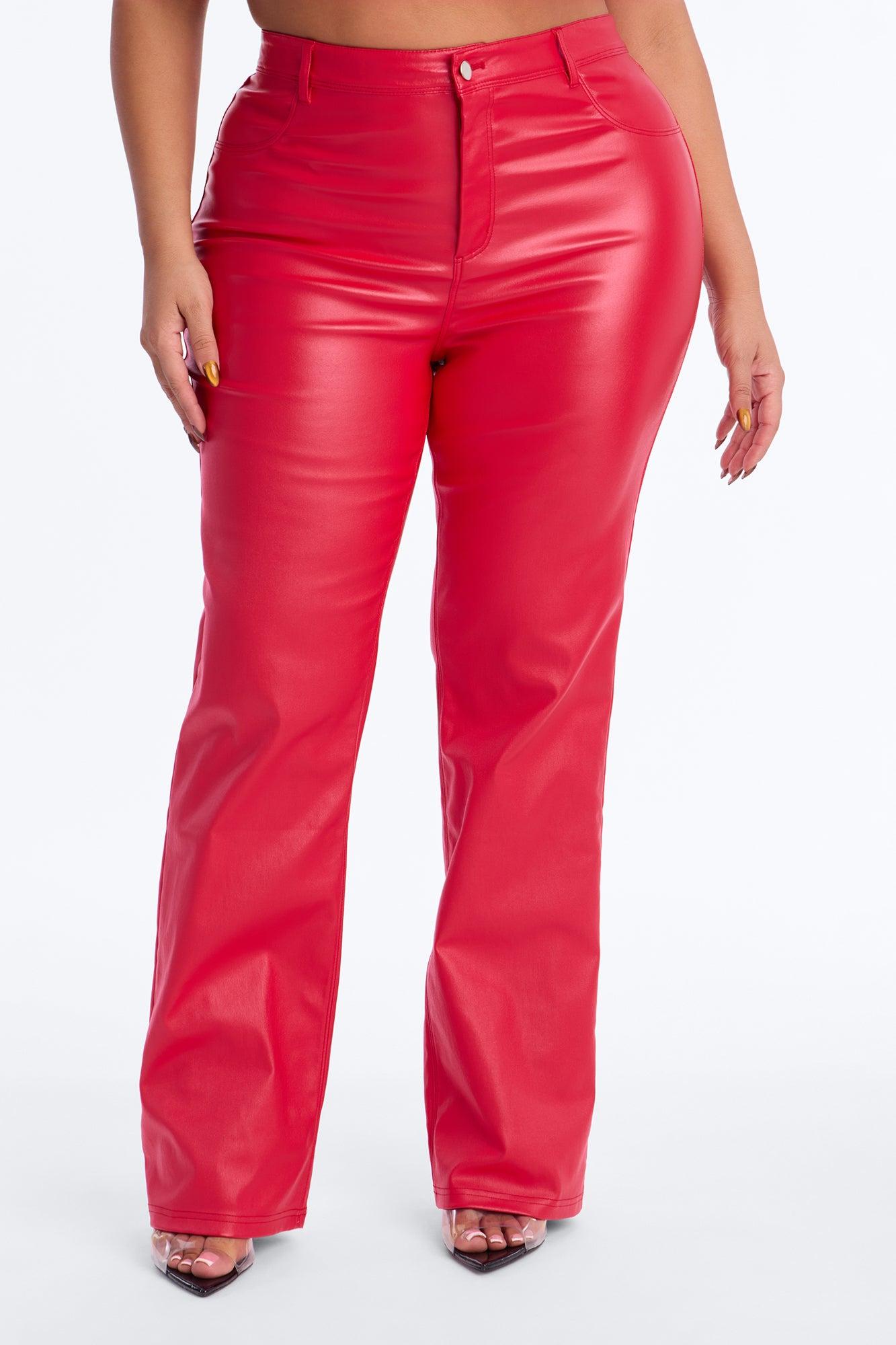 Sammie High Rise Straight Leg Pant - Red Female Product Image
