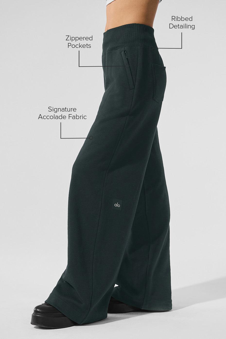 Serenity Wide Leg Sweatpant - Charcoal Green Product Image