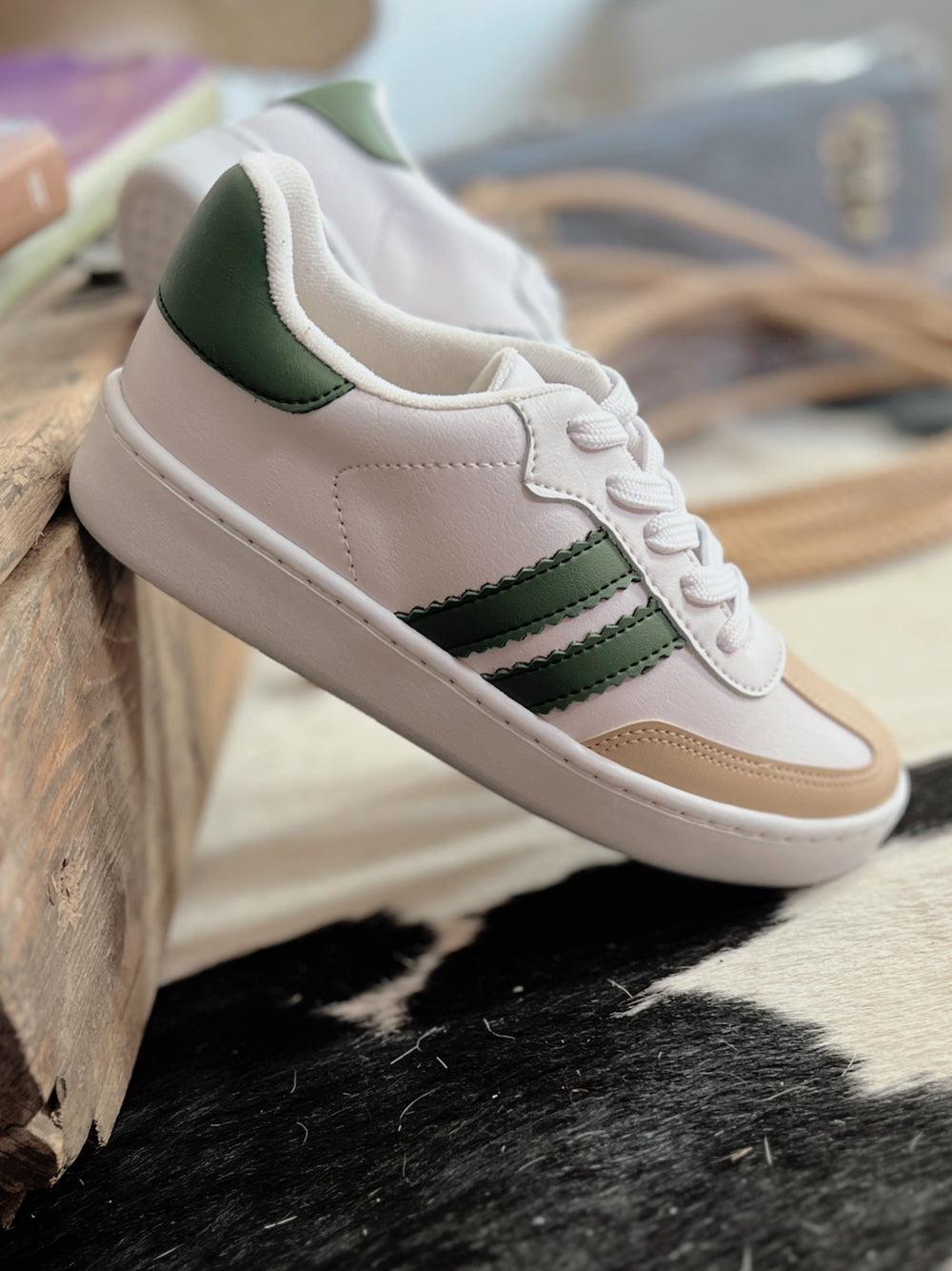 Women's Double Stripe Green Sneakers* Product Image