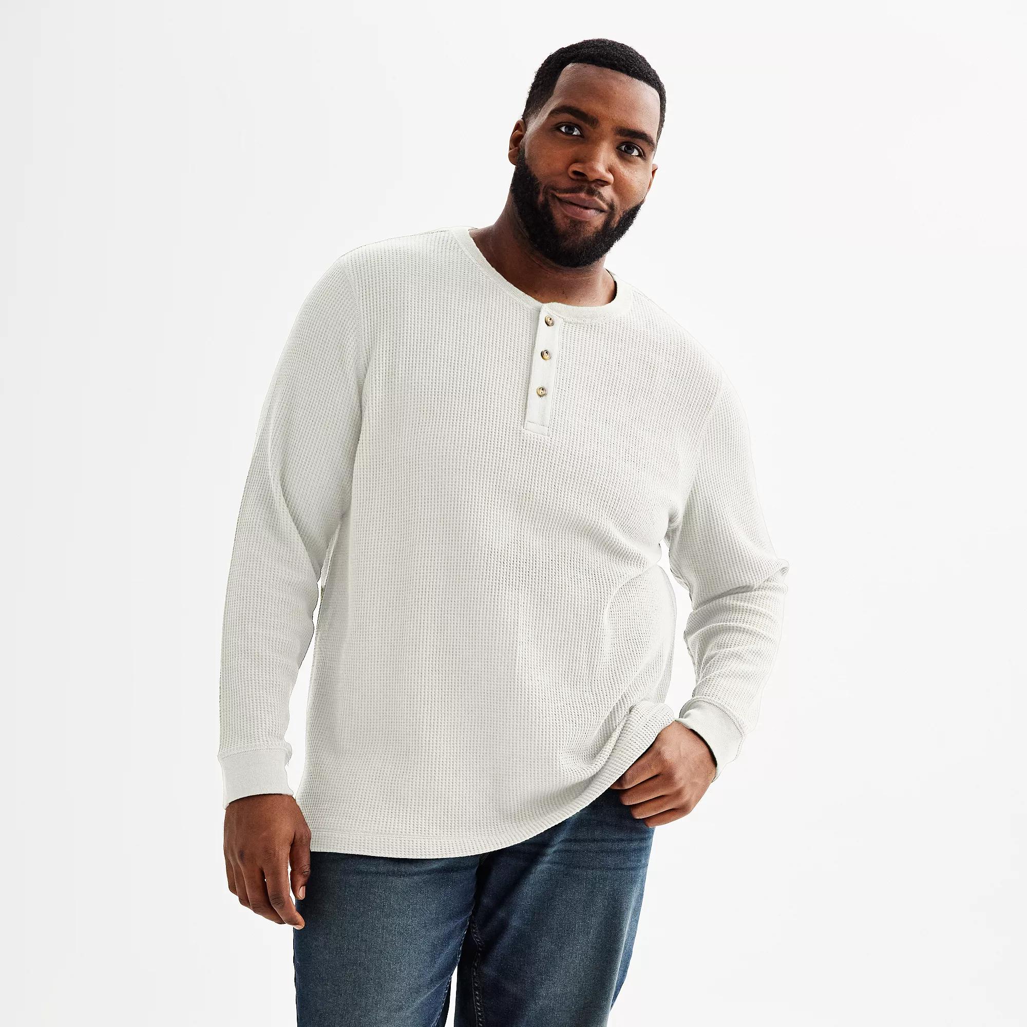 Big & Tall Sonoma Goods For Life® Long Sleeve Waffle Henley Tee, Men's, Size: 6XB, Ivory Grey Product Image