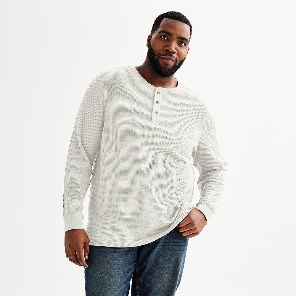 Big & Tall Sonoma Goods For Life® Long Sleeve Waffle Henley Tee, Men's, Size: 6XB, Ivory Grey Product Image
