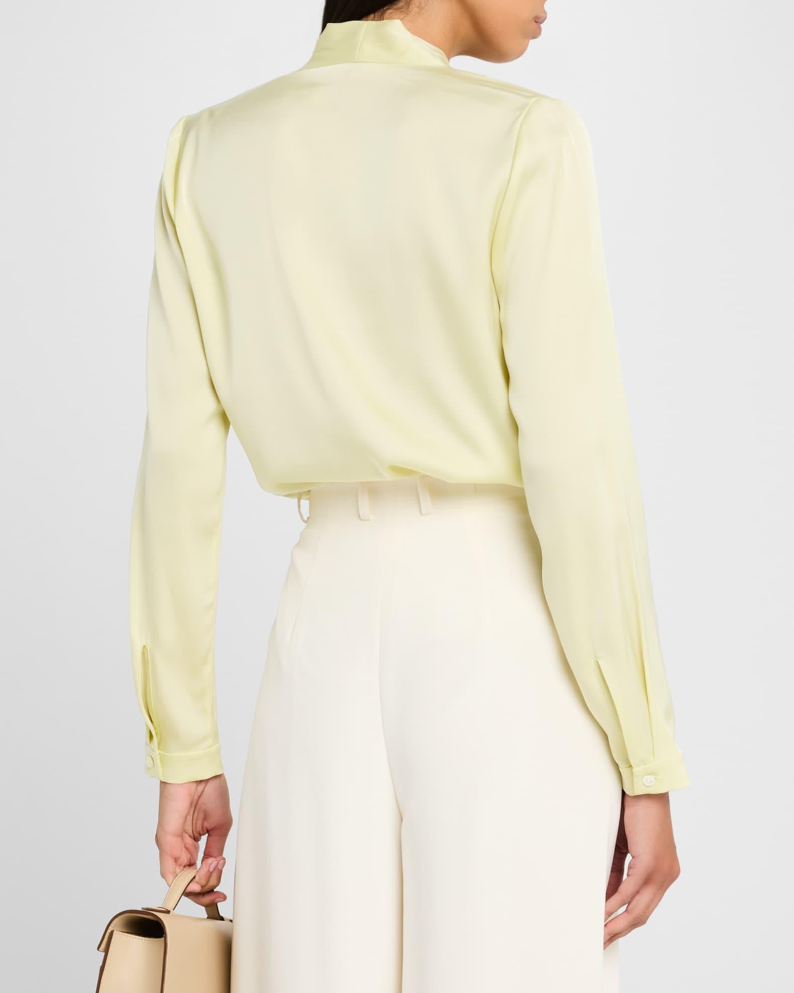 Nellie Pleated V-Neck Long-Sleeve Blouse Product Image