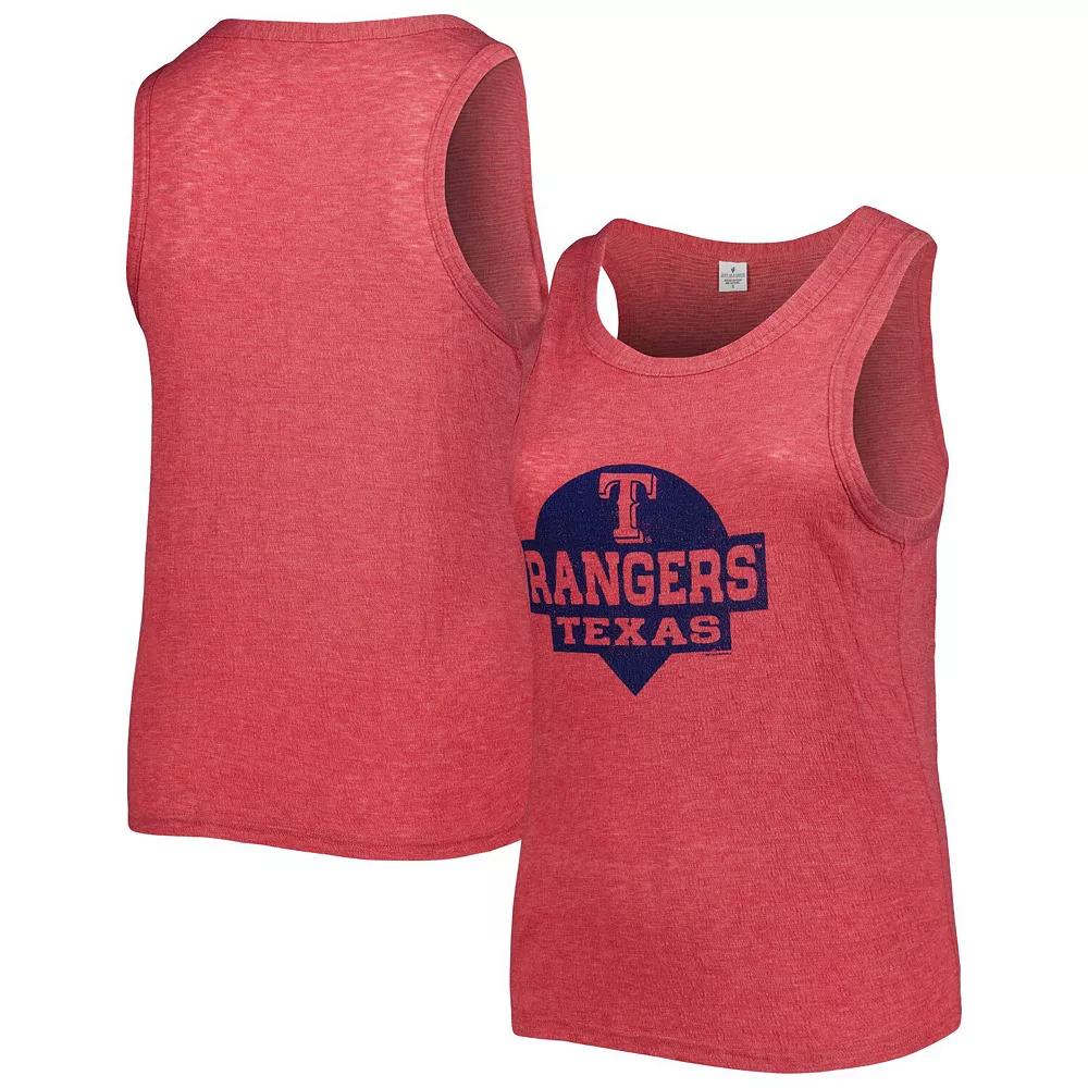 Womens Soft as a Grape Texas Rangers Plus Size High Neck Tri-Blend Tank Top Product Image