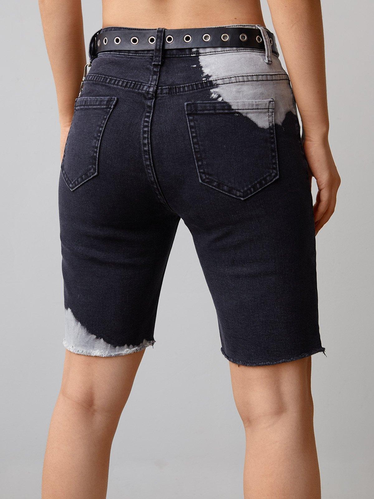 Bleached Denim Bike Shorts Product Image