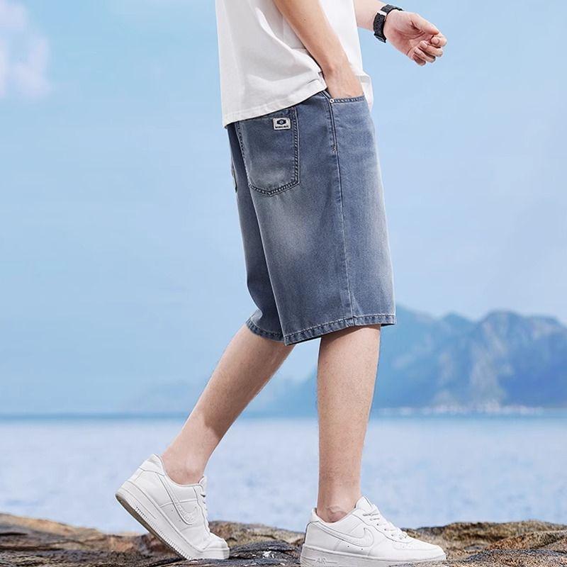 Mid Rise Washed Denim Shorts Product Image