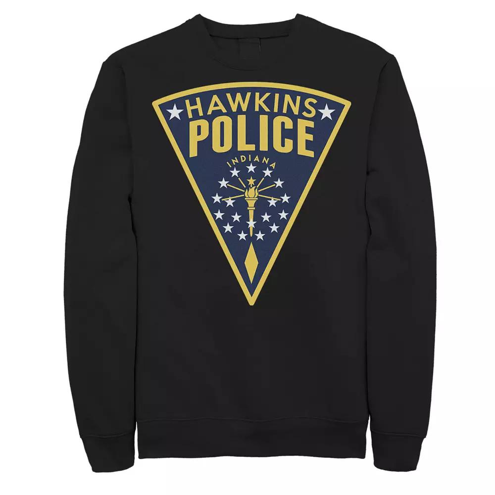 Men's Stranger Things Hawkins Police Patch Sweatshirt,  Product Image