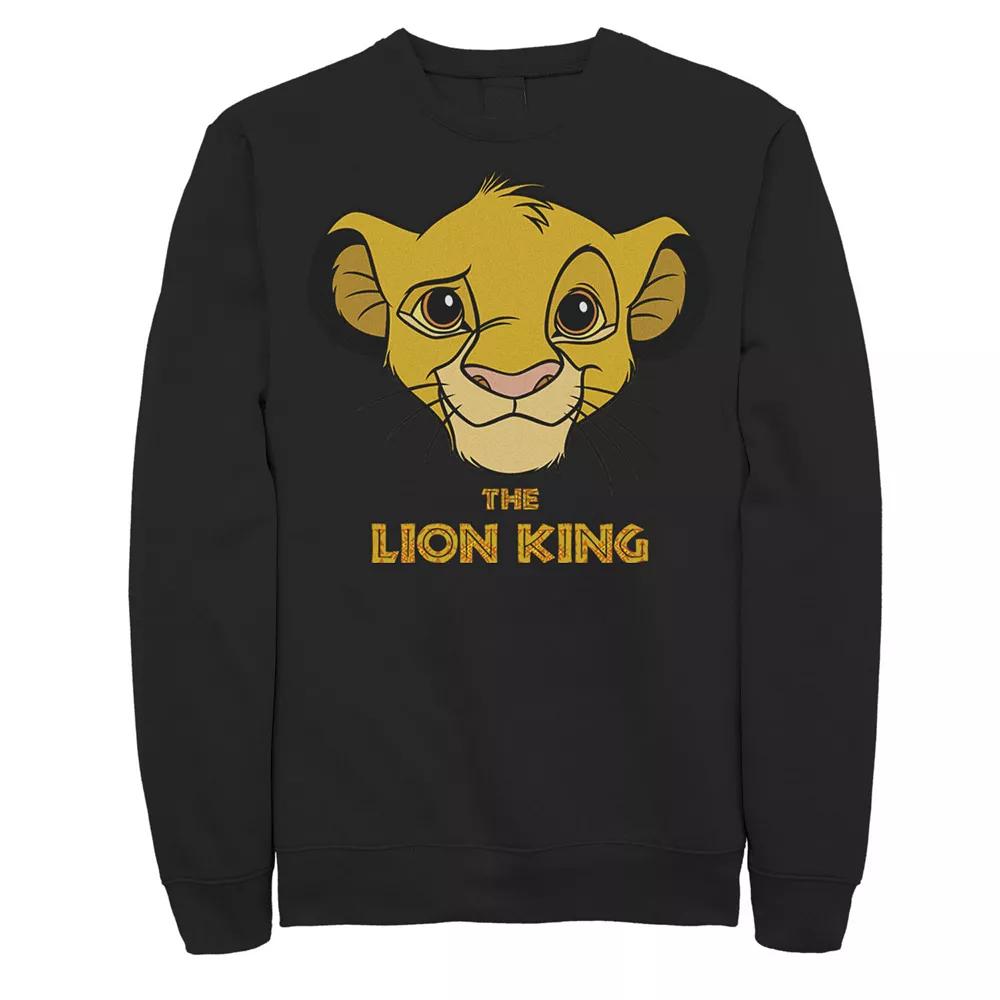 Men's Disney's The Lion King Young Simba Face Fleece, Size: Small, Black Product Image