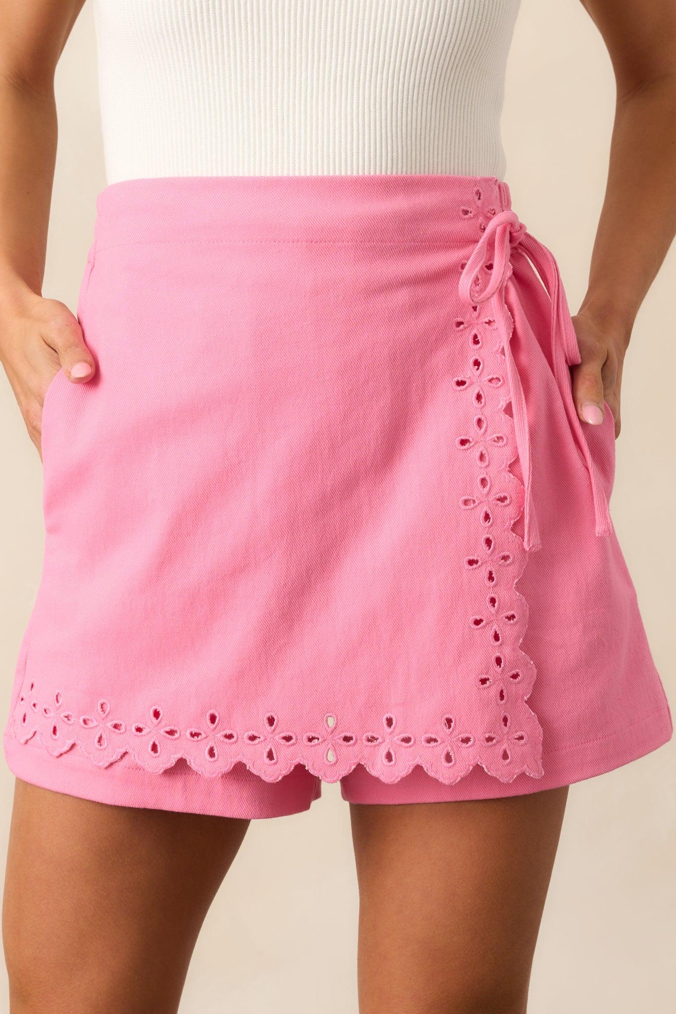 Meet You There Pink Eyelet Mini Skort Product Image