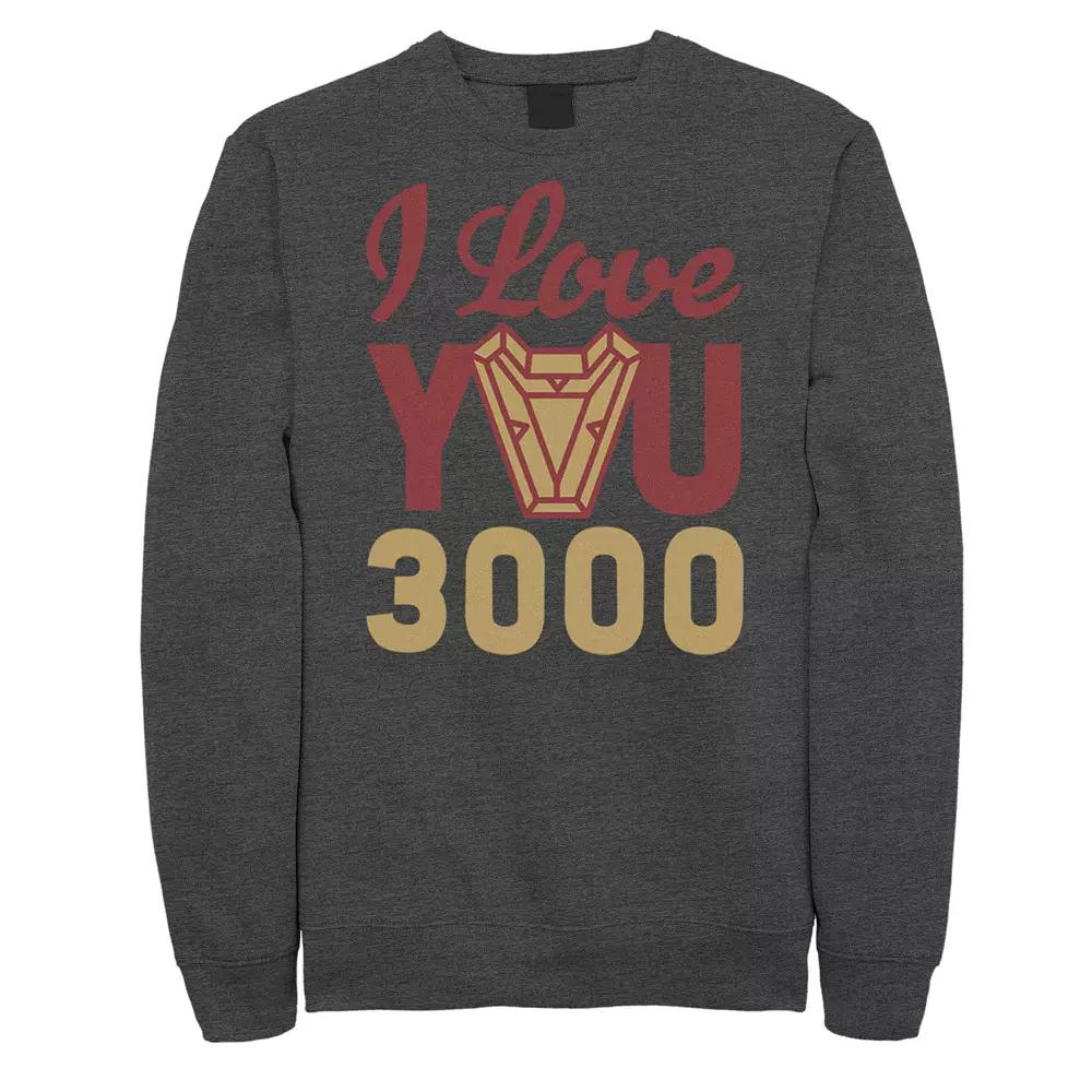 Men's Marvel Avengers: Endgame Iron Man I Love You 3000 Logo Sweatshirt, Size: Small, Grey Heather Product Image