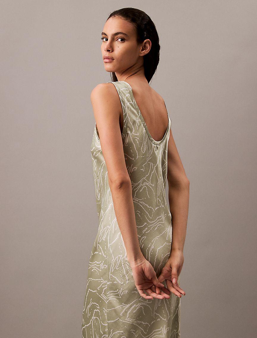 Crushed Satin Print Midi Dress Product Image