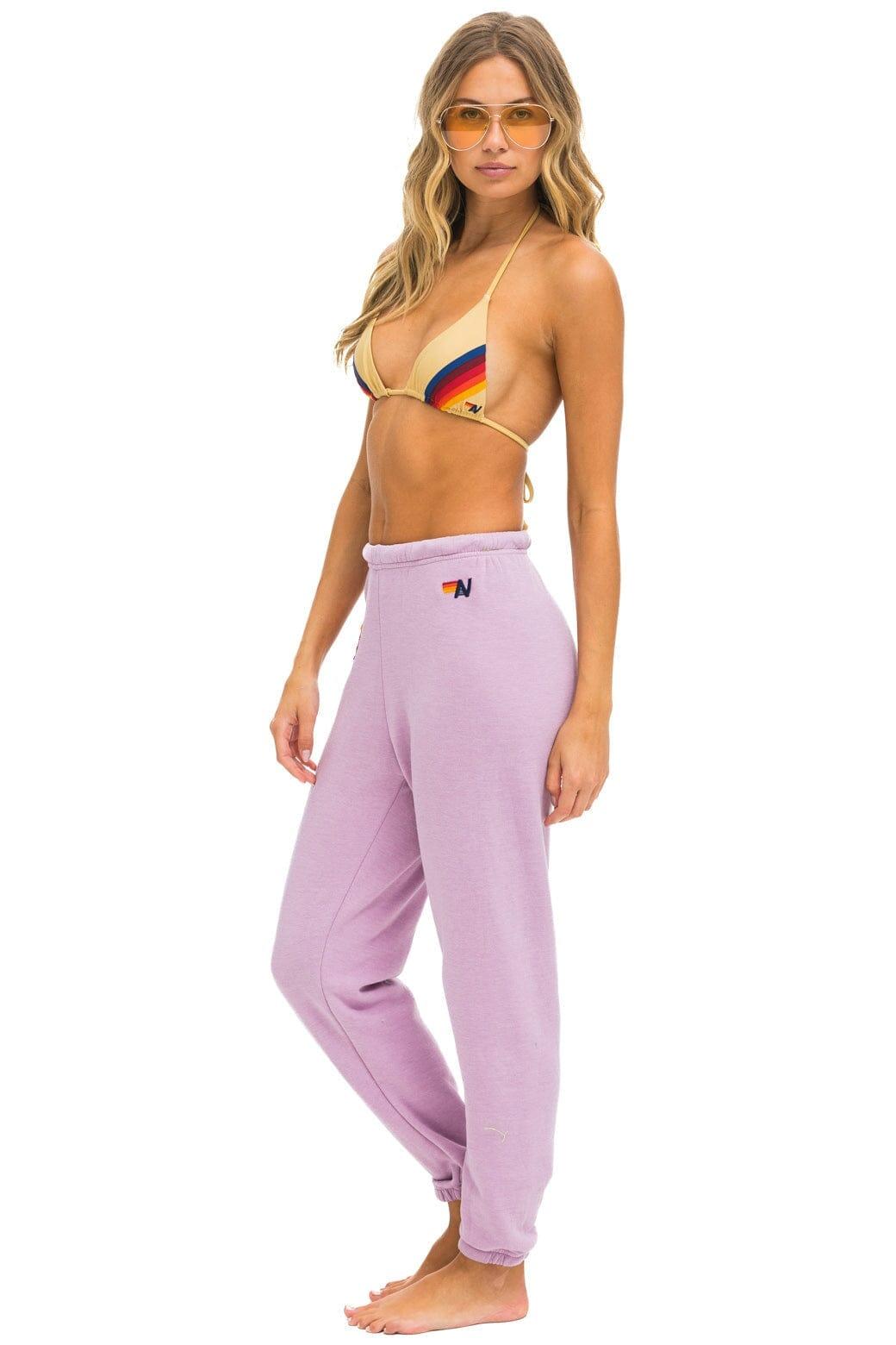 RAINBOW HEART STITCH SWEATPANTS - MAUVE Female Product Image