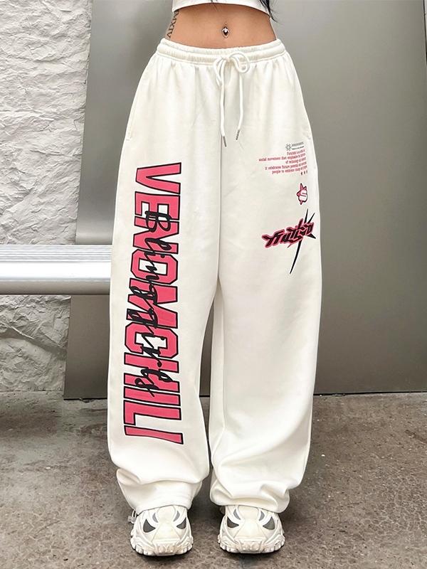 Contrast Color Print Loose Sweatpants Product Image