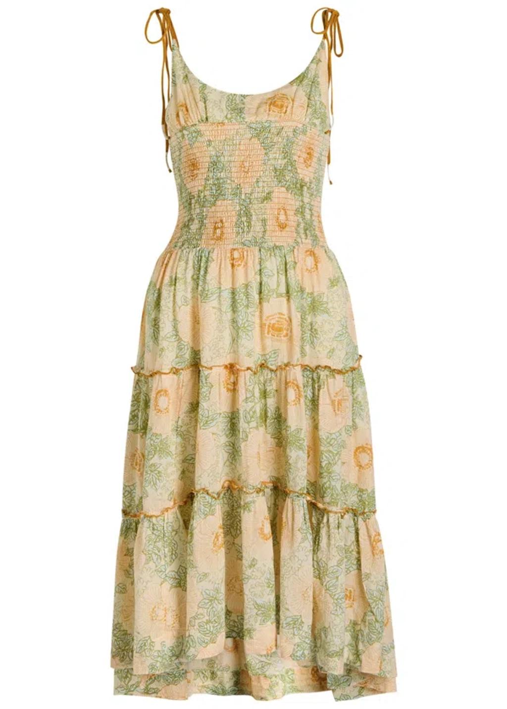 FREE PEOPLE Adriel Floral Print Knee Length Cami Dress In White Product Image