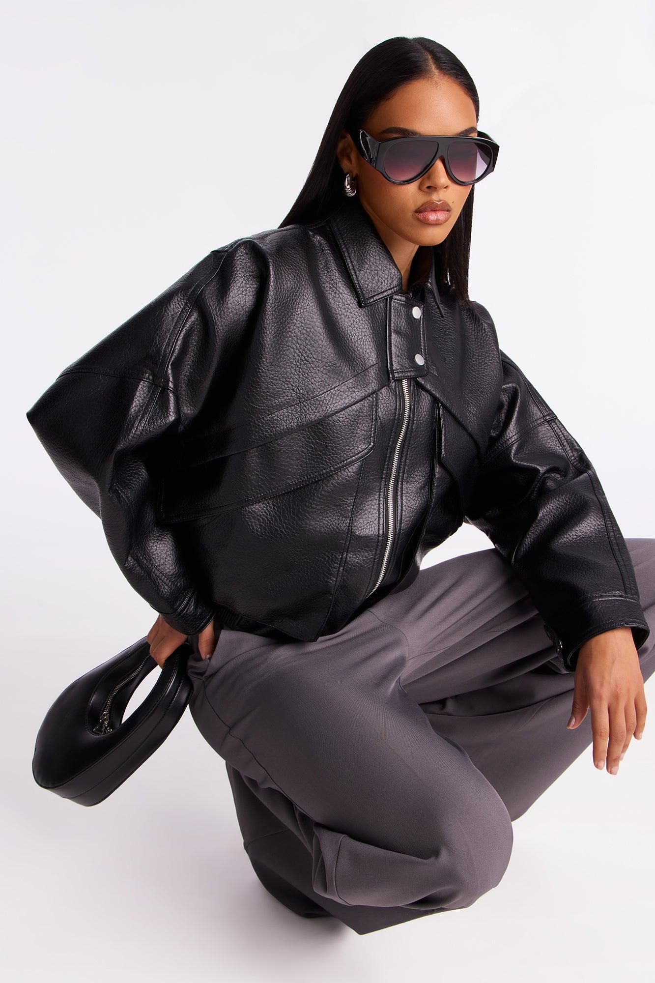 Your Loss Faux Leather Bomber Jacket - Black Female Product Image