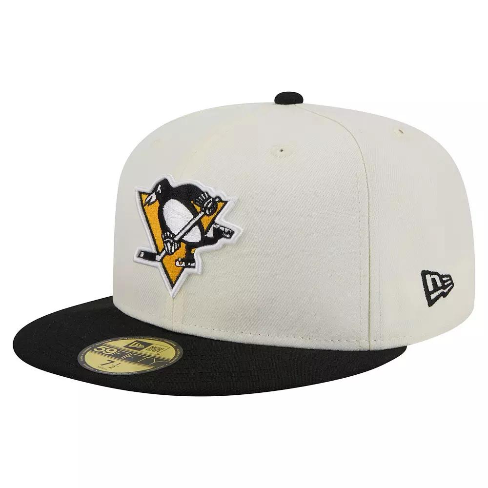 Men's New Era White Pittsburgh Penguins Chrome Two-Toned 59FIFTY Fitted Hat,  Product Image