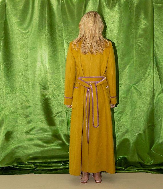 Antonio Melani x The Nat Note Bea Wool Blend Tie Front Notch Lapel Collar Trench Coat Product Image