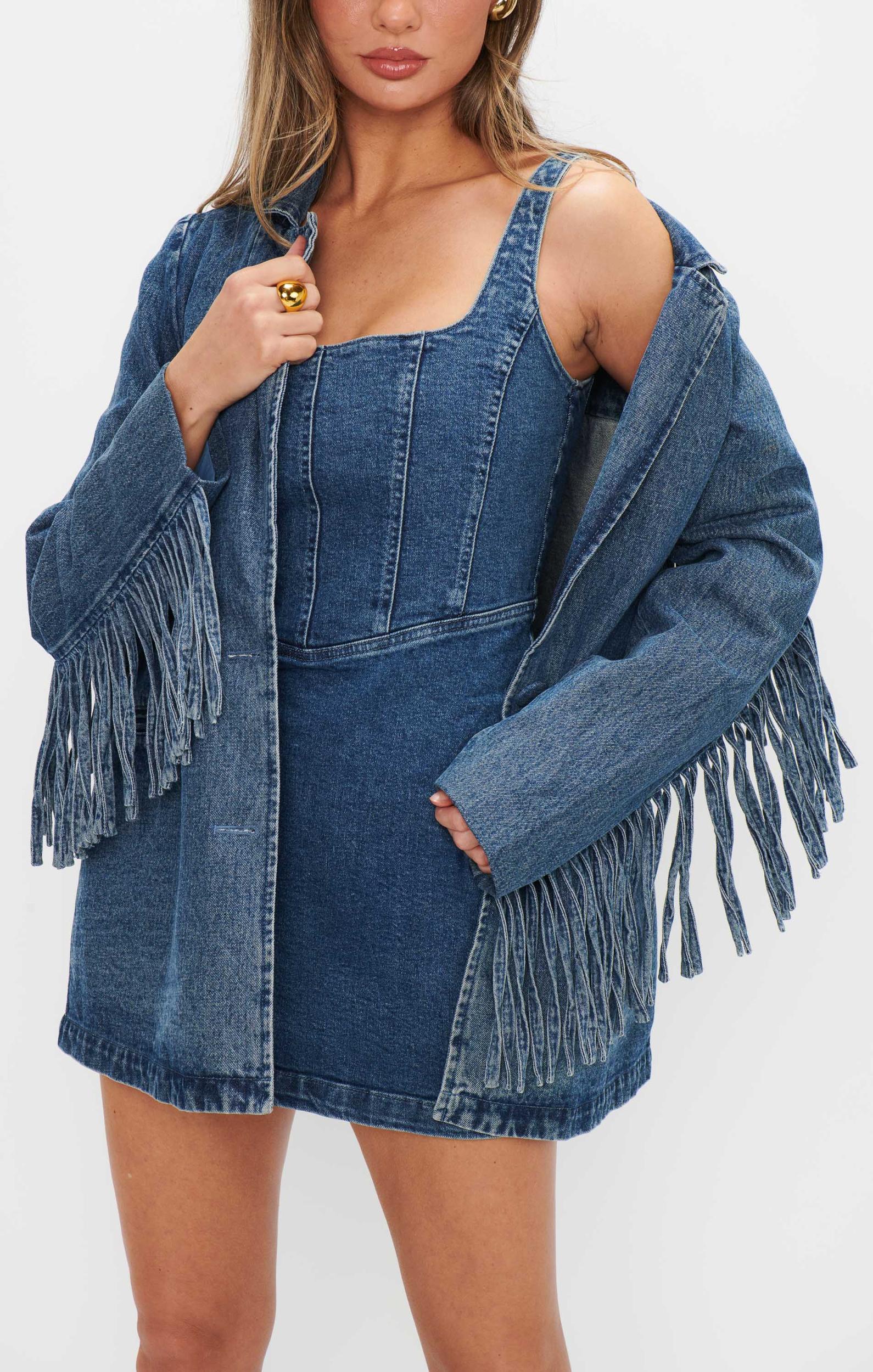 Corset Mini Dress ~ Blue Indigo Product Image