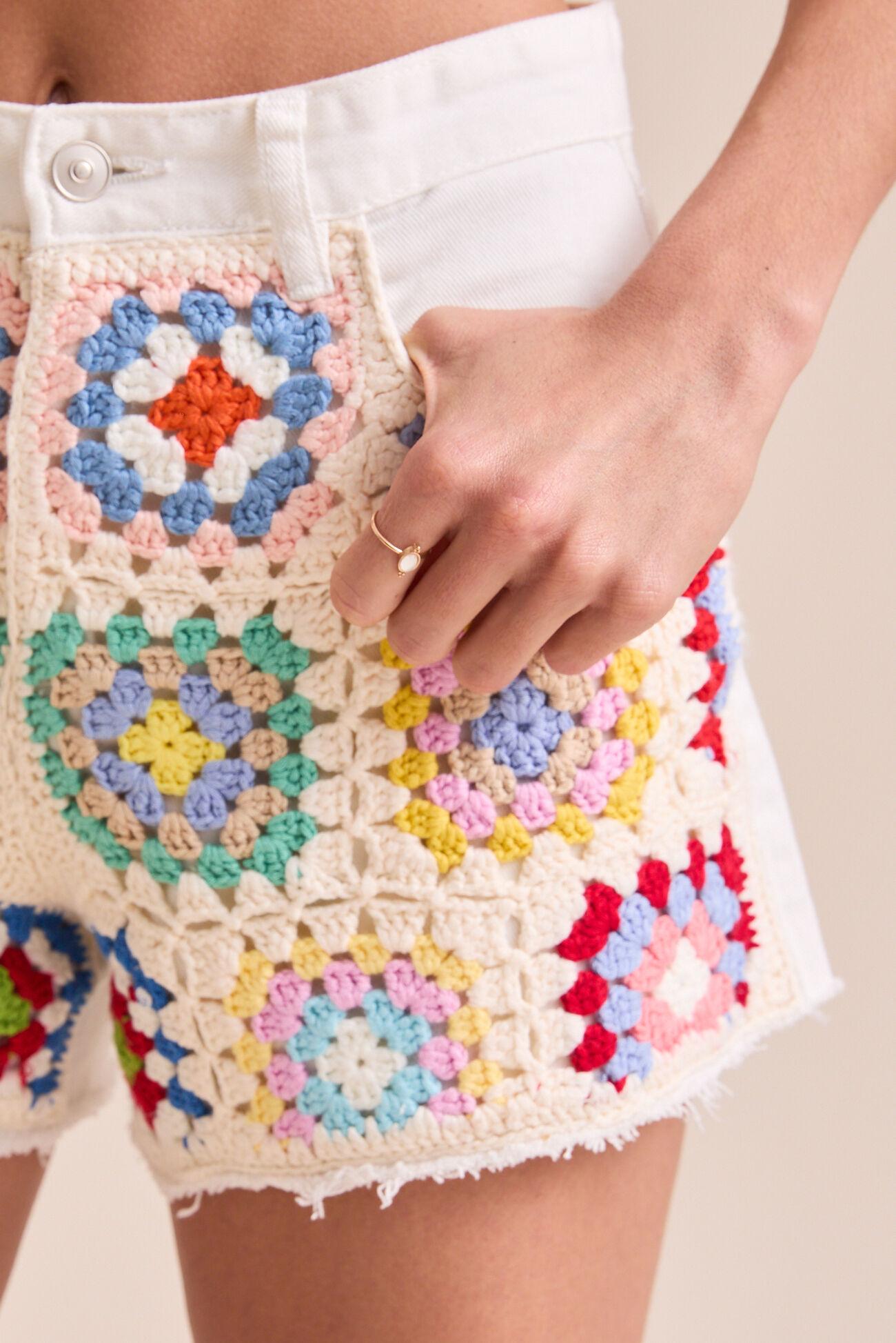Claire Crochet Denim Short Product Image