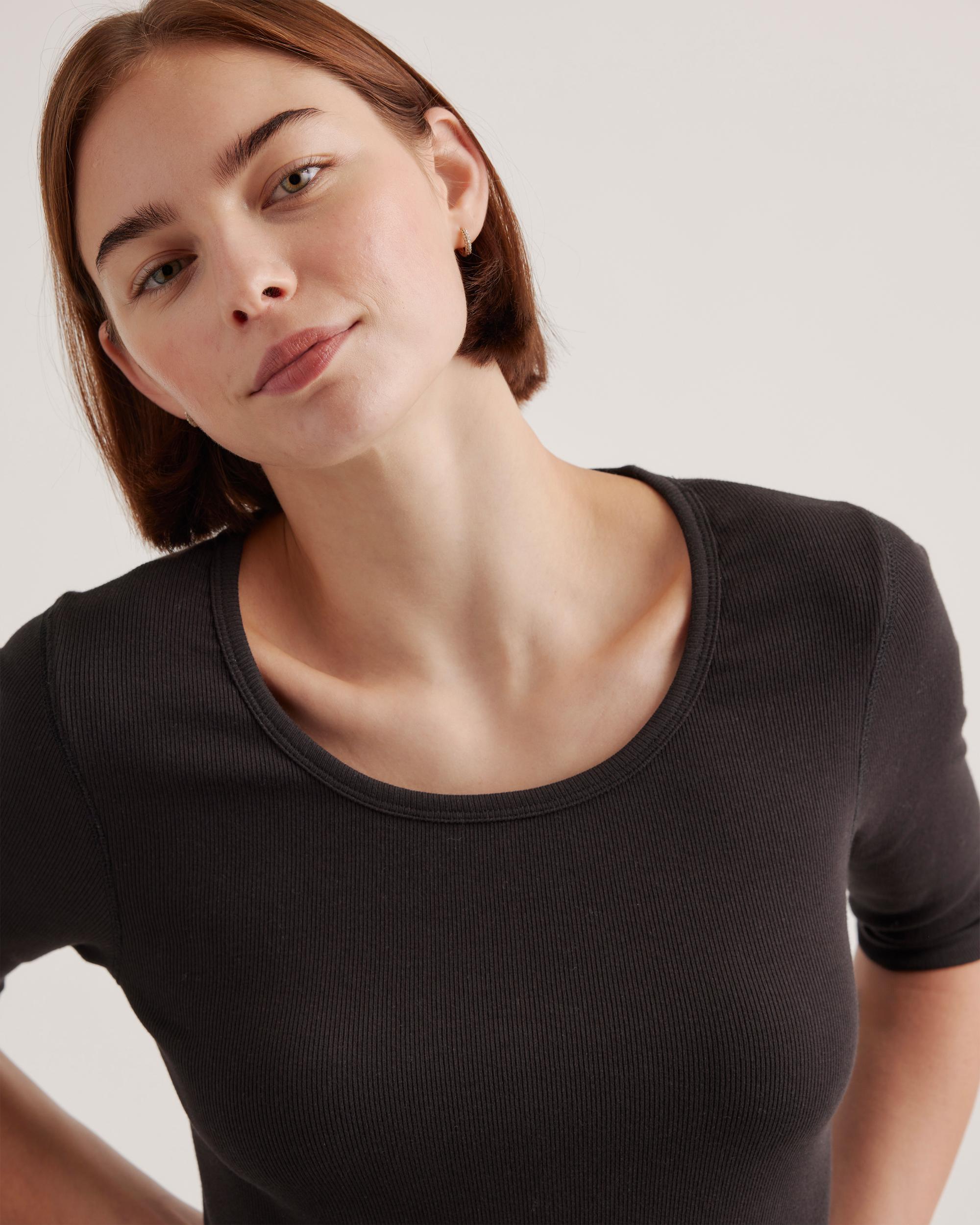 Quince | Women's Micro-Rib Elbow Sleeve T-Shirt Organic Cotton Product Image