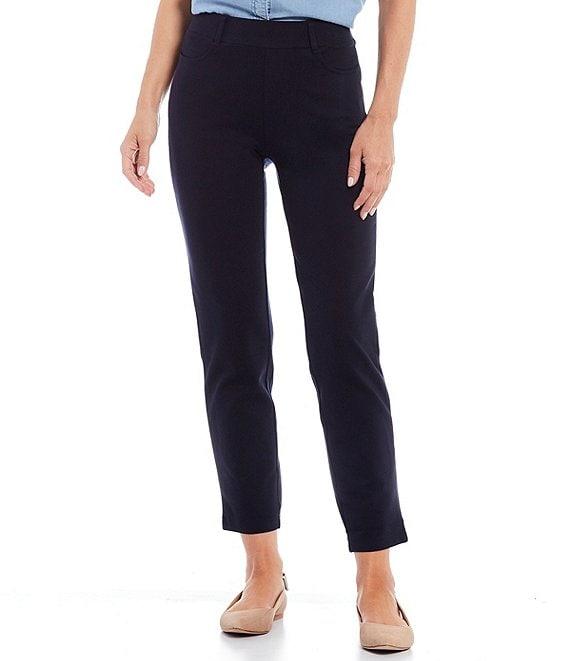 Intro Petite Size Stella Double Knit Slim Straight Leg Pull-On Pants Product Image