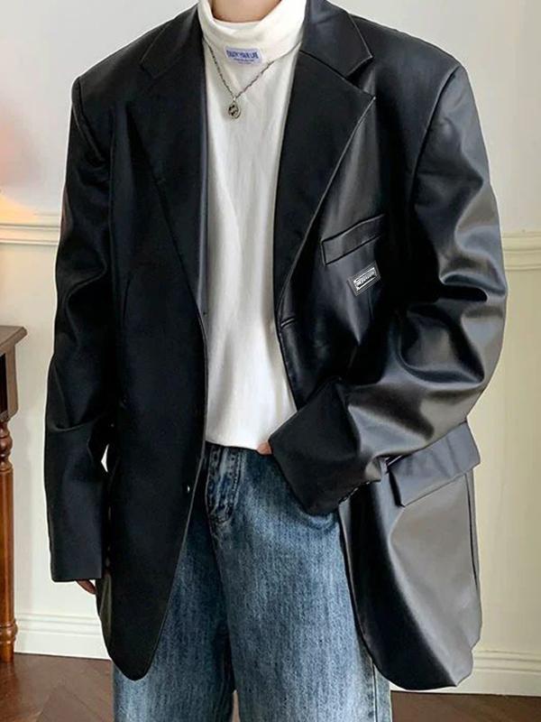 Men's Leather Jacket Blazer Product Image