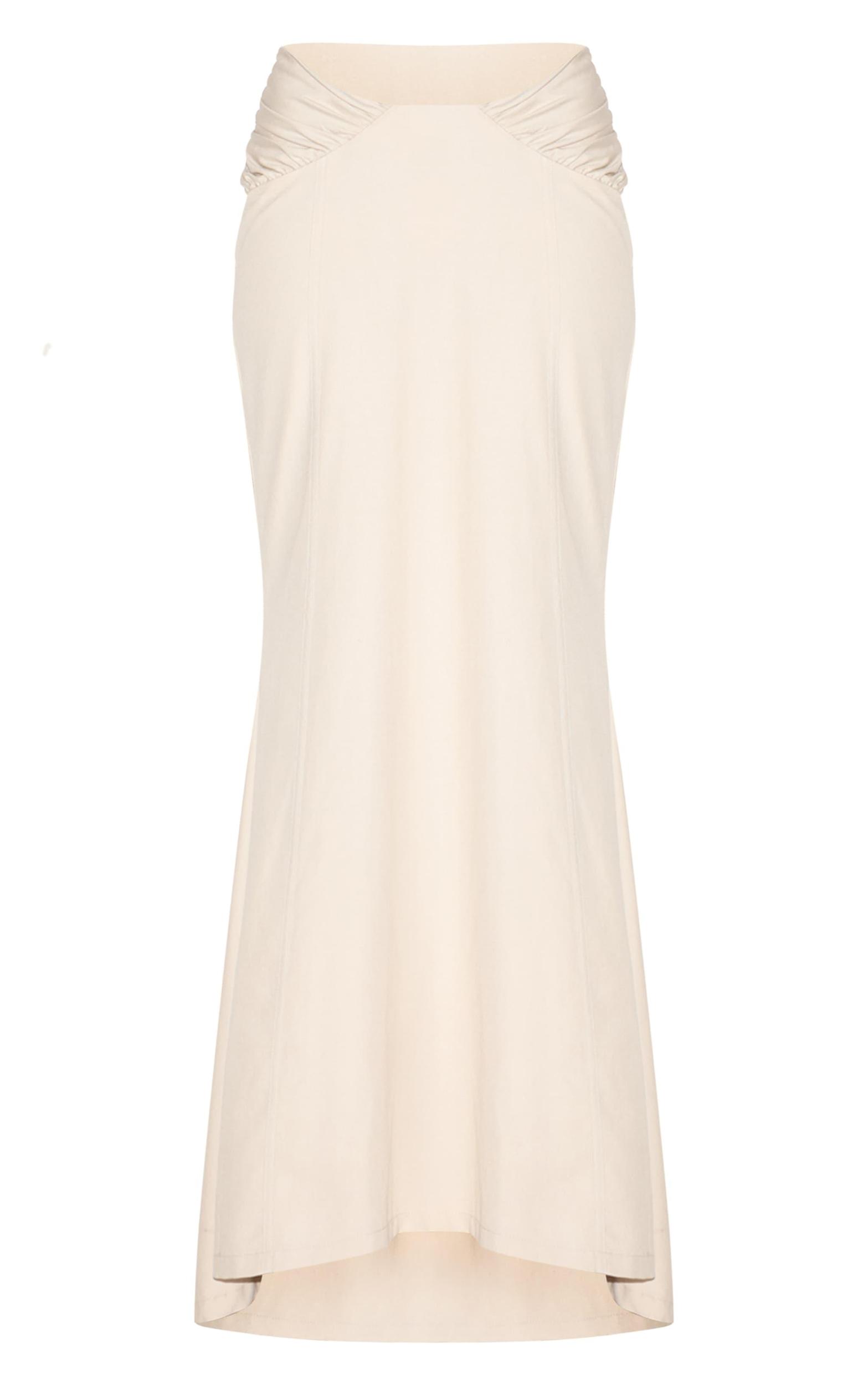 Stone Woven Ruched Waist Detail Maxi Skirt Product Image