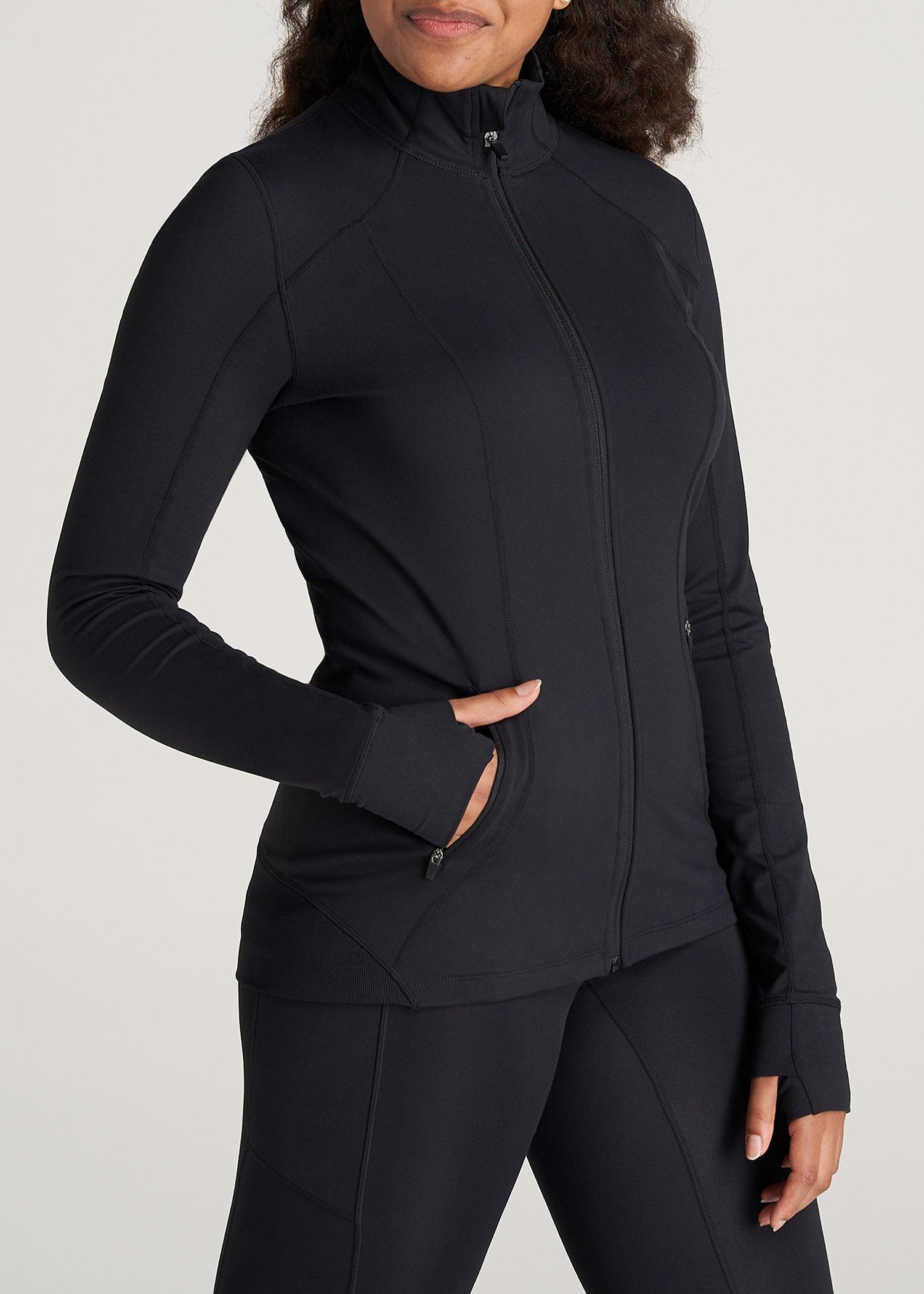 Women's Athletic Zip-Up Jacket for Tall Women in Black Female Product Image
