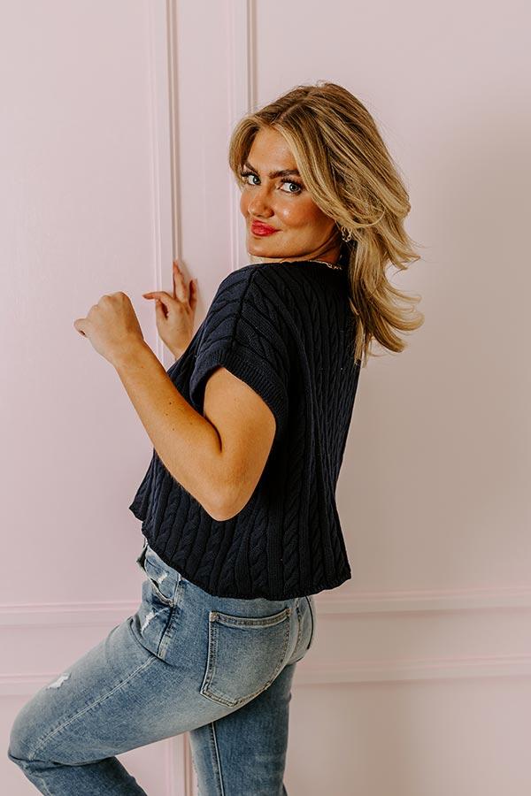 Meet Your Destiny Knit Top In Navy Product Image