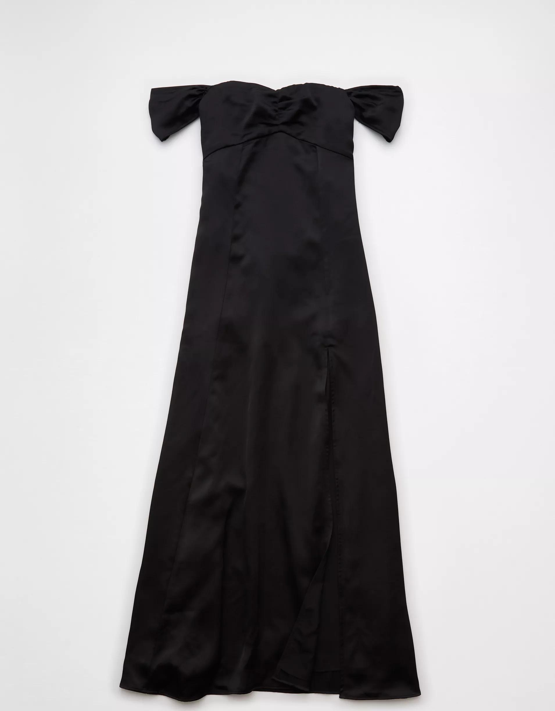 AE Satin Sweetheart Off-The-Shoulder Maxi Dress Product Image